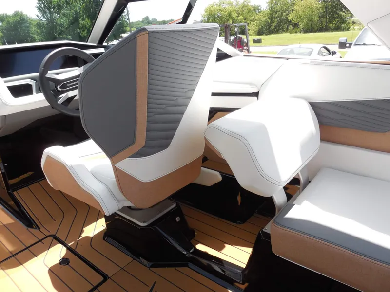 Slide: The Image of Interior of a modern boat with stylish seating and wood flooring. - 35