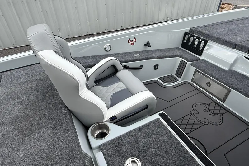 Slide: The Image of Luxurious interior of 2027 Phoenix 921 Elite X II boat with plush seating and sleek design. - 17