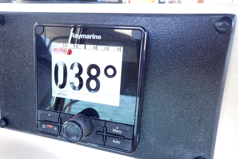 Slide: The Image of Raymarine navigation display on 2006 Island Packet 440 yacht showing 038 degrees. - 35