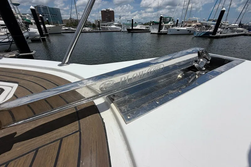 Slide: The Image of 2005 Ocean Alexander 48 Altus yacht with Plow 6000 anchor at marina. - 17