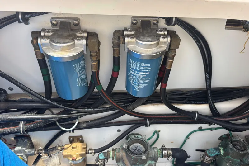 Slide: The Image of 2012 Pursuit 345 OS Fuel filters in Mechanical Compartment - 31