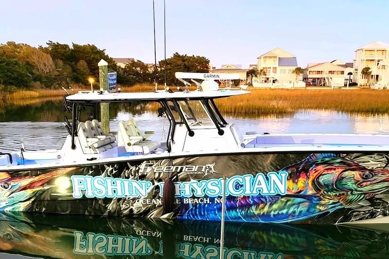 Slide: The Image of Freeman 42LR 2020 boat "Fishin' Physician" docked at Ocean Isle Beach, NC. - 1