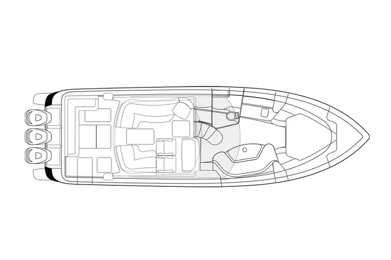 Slide: The Image of Manufacturer Provided Image: Top view schematic of a 2021 Intrepid 410 Evolution boat layout. - 56