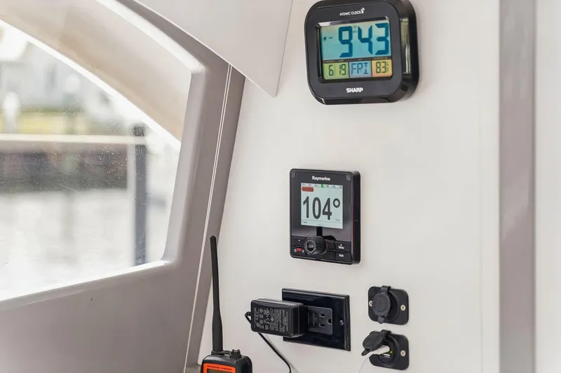 Slide: The Image of Interior of 2021 Leopard 43 Powercat with navigation instruments and digital displays. - 56