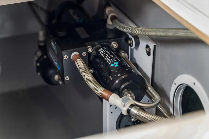 Slide: The Image of Spectra watermaker system in 2021 Leopard 43 Powercat yacht engine room. - 62