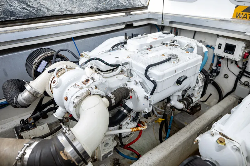 Slide: The Image of Engine compartment of a 2019 Newton 36' Dive Special boat. - 32