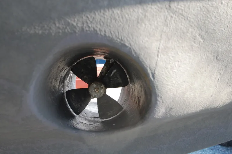 Slide: The Image of Close-up of a bow thruster on a boat hull. - 30