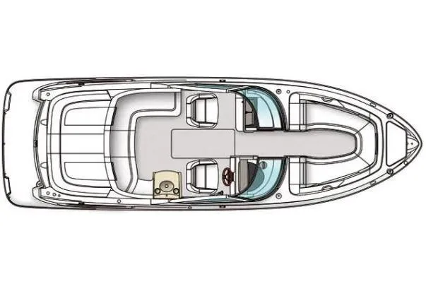 Slide: The Image of Top view layout of a 2011 Sea Ray SLX 250 boat, showcasing seating and helm design. - 41