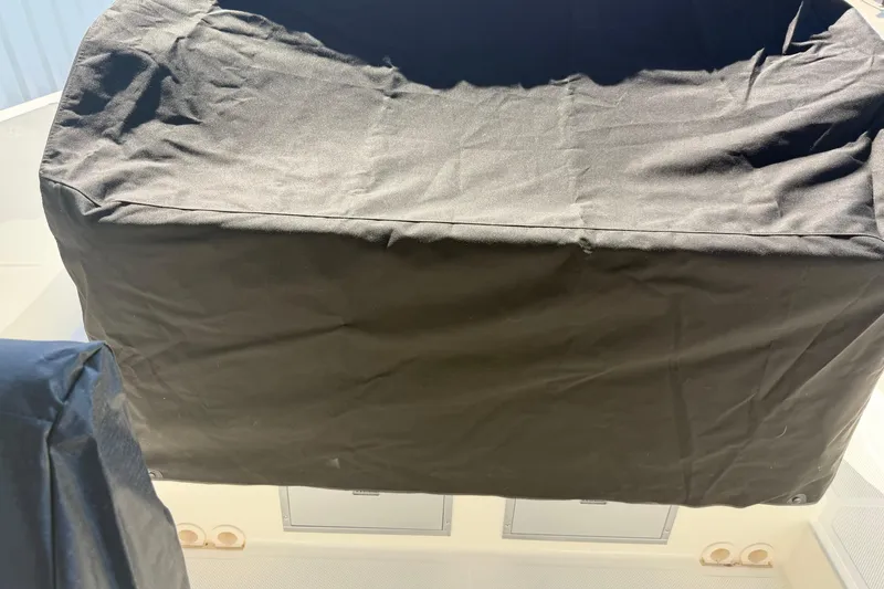 Slide: The Image of Covered component of 2026 Navan S30 boat, featuring protective black fabric. - 32