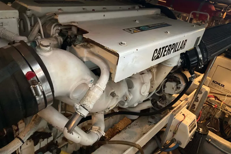 Slide: The Image of Engine room of 2002 Silverton 39 Motor Yacht with Caterpillar engine. - 29