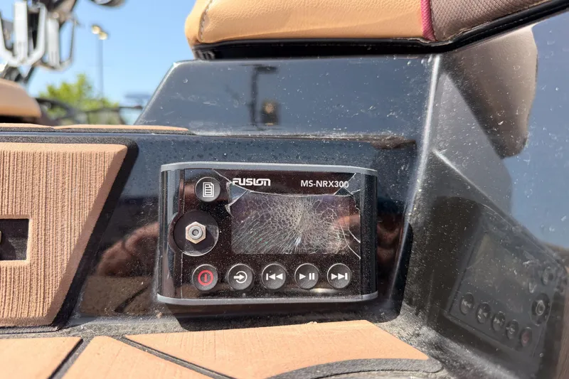 Slide: The Image of Cracked Fusion MS-NRX300 stereo on 2019 Moomba Makai boat dashboard. - 22