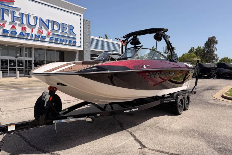 Slide: The Image of 2019 Moomba Makai boat on trailer at Thunder Marine Boating Center. - 1