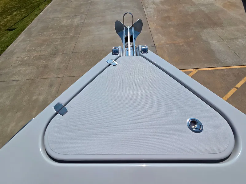 Slide: The Image of The bow of a 2027 Cruisers Yachts 38 VTR with anchor and deck details. - 36