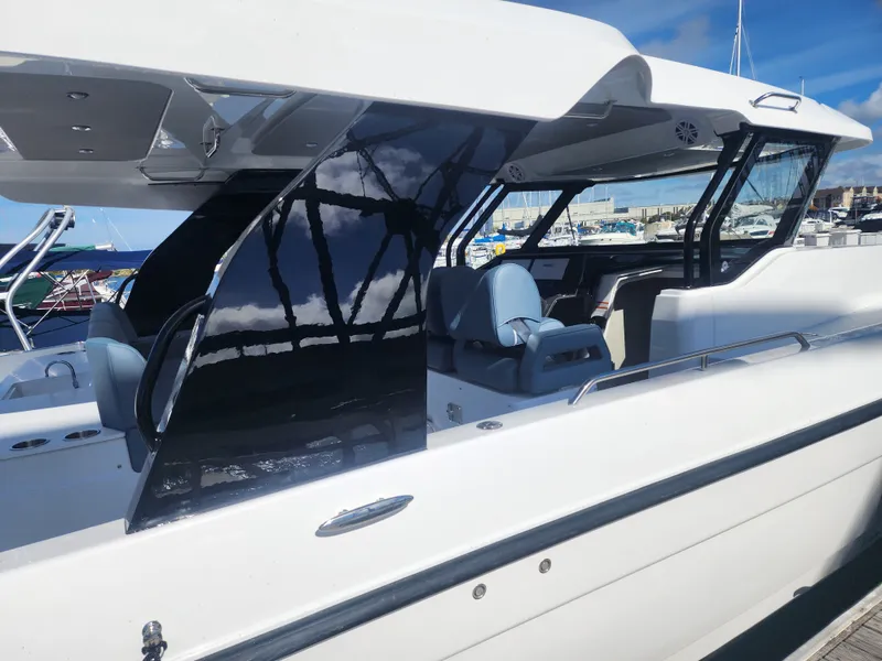 Slide: The Image of The 2027 Cruisers Yachts 45VTR features a sleek design with modern lines and luxurious seating. - 7
