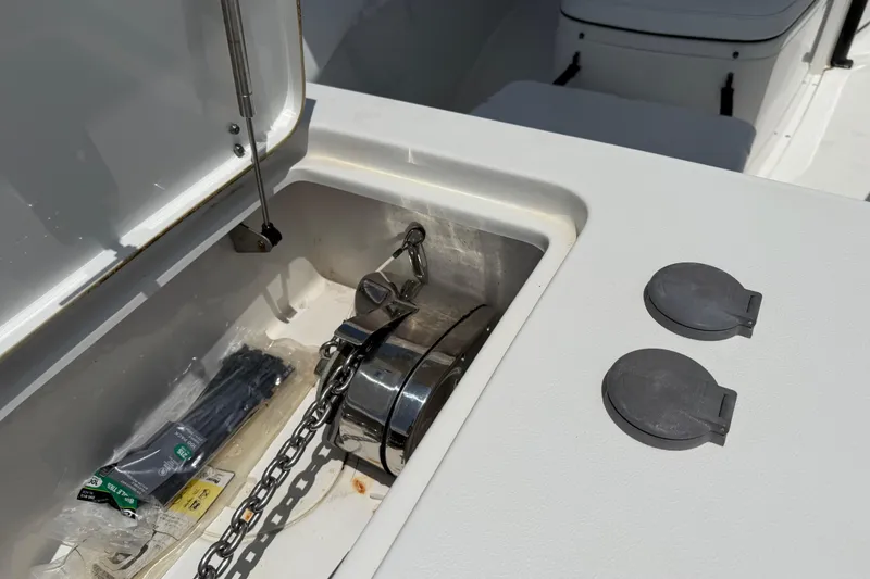 Slide: The Image of 2019 Sea Hunt Gamefish 27 Coffin Box with anchor storage and accessories. - 38