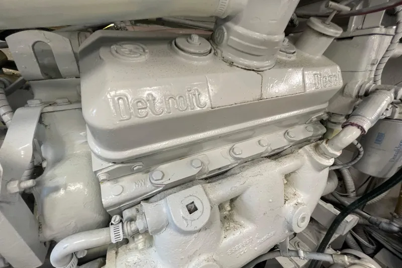 Slide: The Image of Detroit Diesel engine in a 1990 Hatteras 45 Convertible yacht. - 78