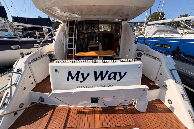 Slide: The Image of 2001 Fairline 55 yacht "My Way" docked in Long Beach, CA marina. - 10