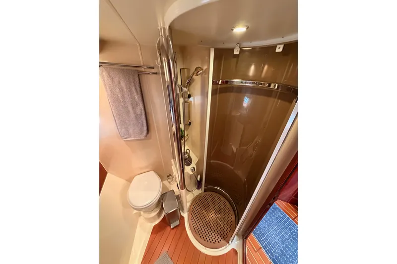 Slide: The Image of Bathroom interior of 2001 Fairline 55 yacht with shower and toilet. - 103