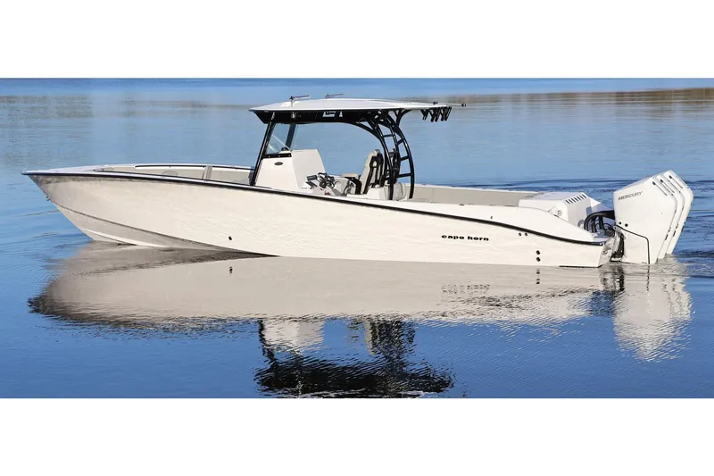 Slide: The Image of Manufacturer Provided Image: 2026 Cape Horn 39XS boat on calm water, featuring sleek design and powerful engines. - 33