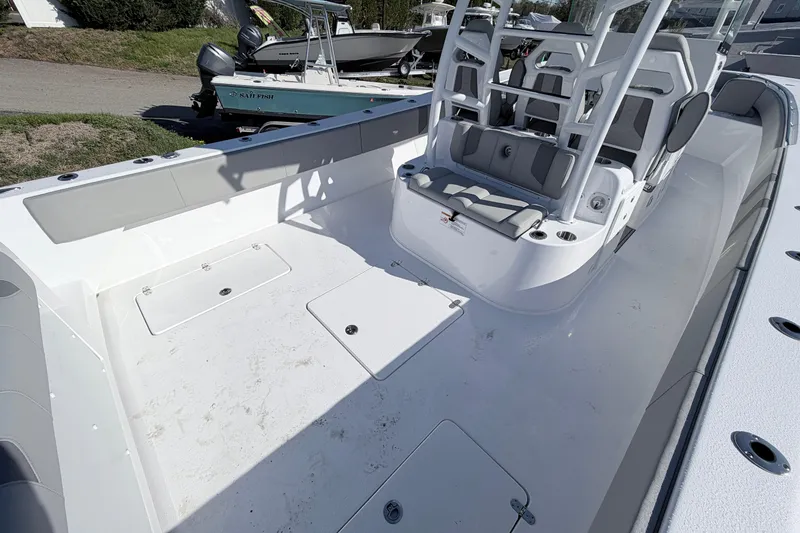 Slide: The Image of 2026 Cape Horn 39XS boat interior with seating and storage compartments. - 25