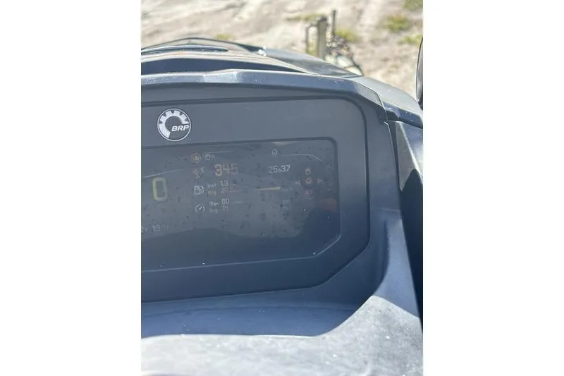 Slide: The Image of Dashboard of 2023 Sea-Doo FishPro Trophy displaying digital gauges and controls. - 3