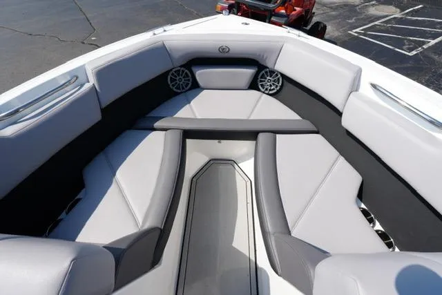 Slide: The Image of 2024 Cobalt CS22 boat interior with sleek seating and modern design. - 9