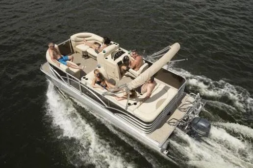 The Image of Manufacturer Provided Image: 2018 Sylvan Mirage 820 Cruise pontoon boat with passengers on the water. - 0