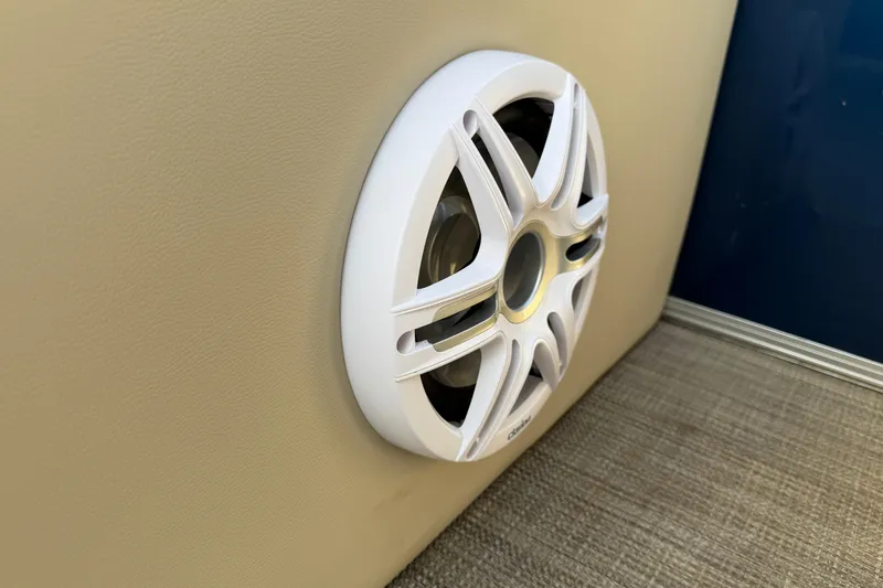 Slide: The Image of White speaker on 2018 Sylvan Mirage 820 Cruise boat interior. - 13