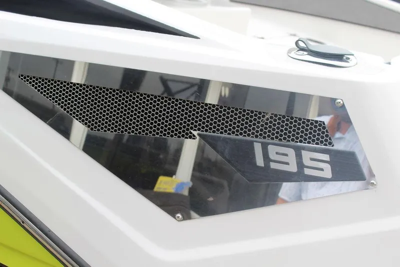 Slide: The Image of 2017 Scarab 195 boat detail with honeycomb vent and model number. - 12