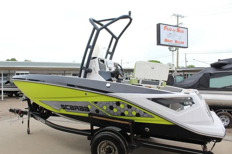 Slide: The Image of 2017 Scarab 195 boat in vibrant lime green at Fun N Sun Boat Sales. - 6
