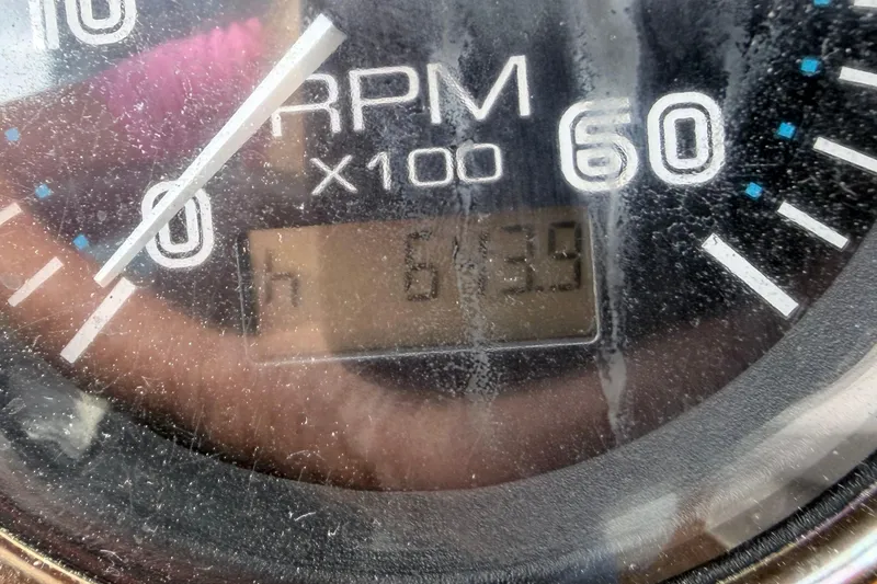 Slide: The Image of Close-up of RPM gauge on 2003 Carver 396 Motor Yacht, showing 6139 hours. - 53