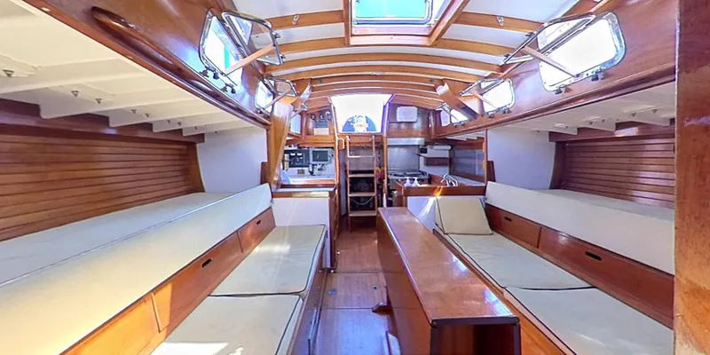 Slide: The Image of Interior view of a 1971 Frans Maas McCurdy & Rhodes 46 with wooden features. - 13