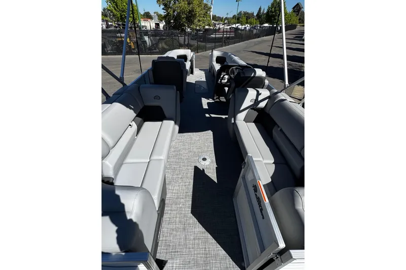 Slide: The Image of 2026 Sun Tracker Party Barge 24 XP3 interior with spacious seating and modern design. - 3