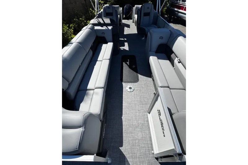 Slide: The Image of 2026 Sun Tracker Party Barge 24 XP3 interior with spacious seating and modern design. - 4