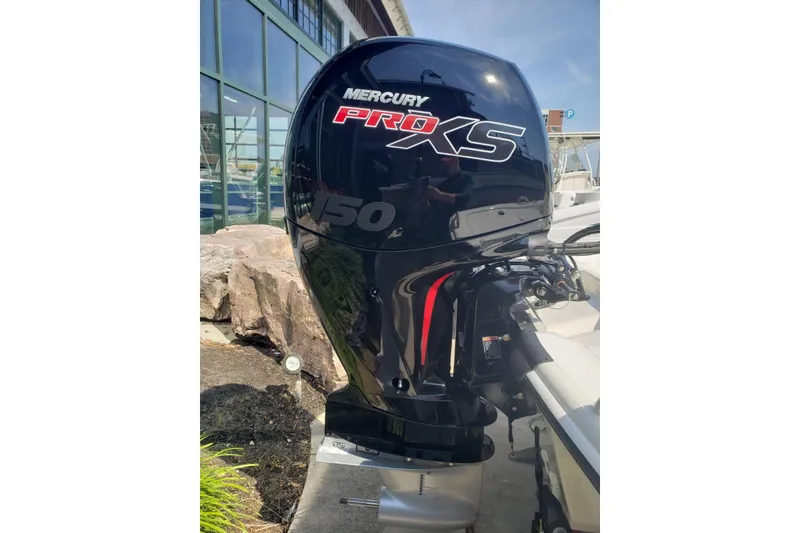 Slide: The Image of Mercury Pro XS 150 outboard motor on 2026 Mako Pro Skiff 19 CC boat. - 10
