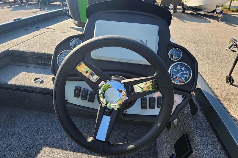 Slide: The Image of Steering console of 2026 Ranger RT178 boat with gauges and controls. - 4