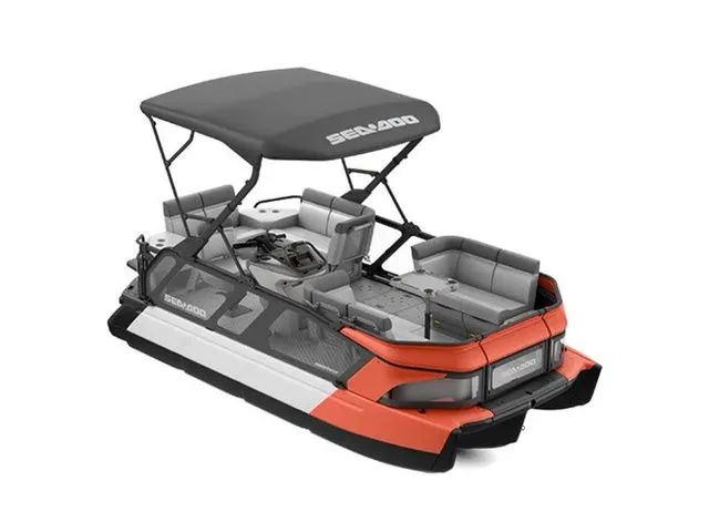 The Image of 2023 Sea-Doo Switch Cruise 18 with open deck and sunshade. - 1