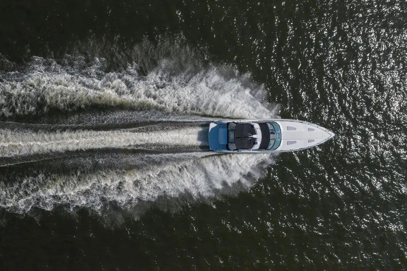 Slide: The Image of Aerial view of 2007 Formula 400 Super Sport boat speeding on water. - 5