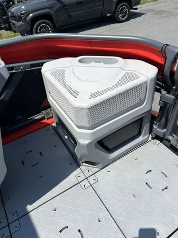 Slide: The Image of The image shows the interior of a 2022 Sea-Doo Switch Cruise 18 with gray seating. - 19
