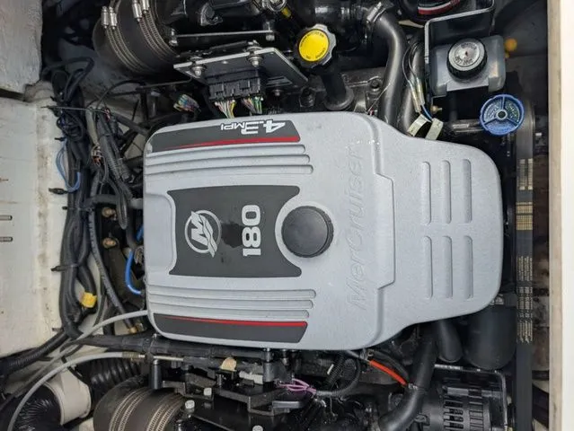 Slide: The Image of Engine compartment of a Sea Ray SPX 190 boat with a MerCruiser 4.3L MPI engine. - 9