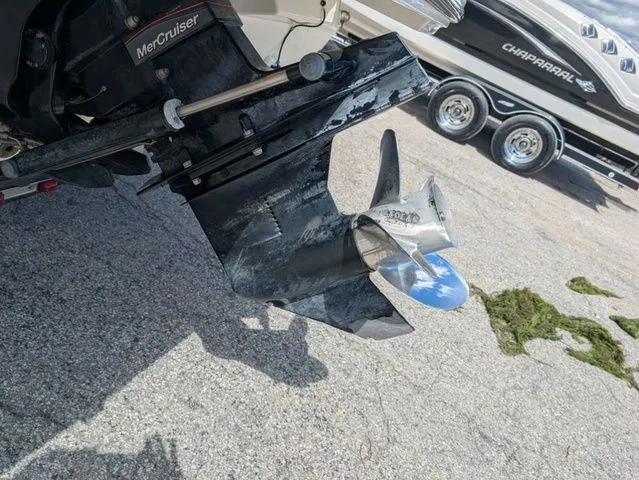 Slide: The Image of Close-up of a boat motor with propeller on a trailer. - 13