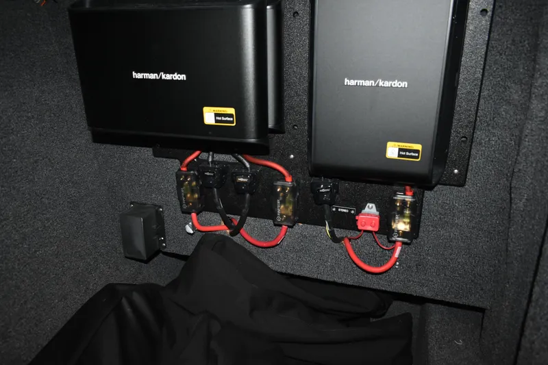 Slide: The Image of Harman Kardon audio system in 2023 Cobalt R8, featuring wiring and components. - 35