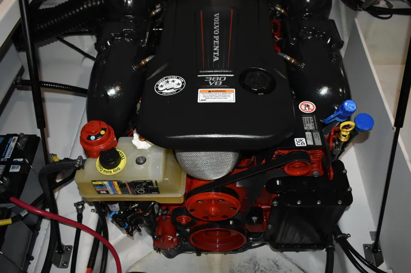 Slide: The Image of Engine compartment of 2023 Cobalt R8 with Volvo Penta 380 V8 engine. - 37