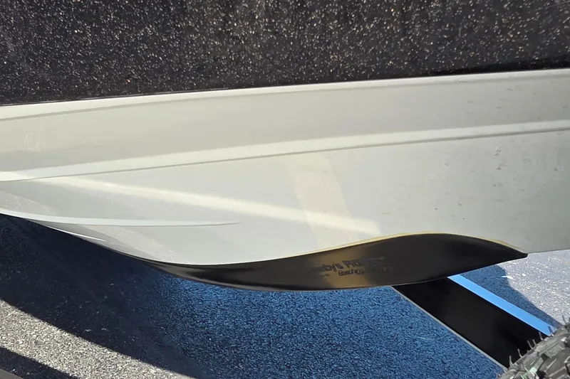 Slide: The Image of Close-up of a 2012 Nitro Z-7 boat hull on a trailer. - 19