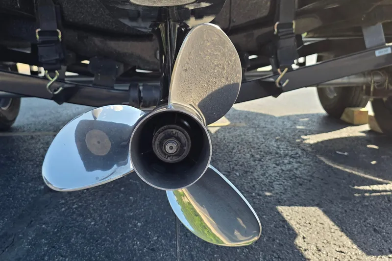 Slide: The Image of Close-up of a 2012 Nitro Z-7 boat propeller on a trailer. - 24