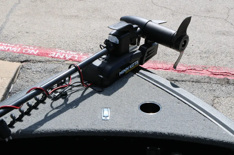 Slide: The Image of Minn Kota trolling motor on 2023 Alumacraft Competitor FSX 185 boat deck. - 39