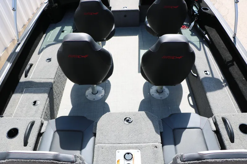 Slide: The Image of 2023 Alumacraft Competitor FSX 185 boat interior with four seats and ample storage. - 27