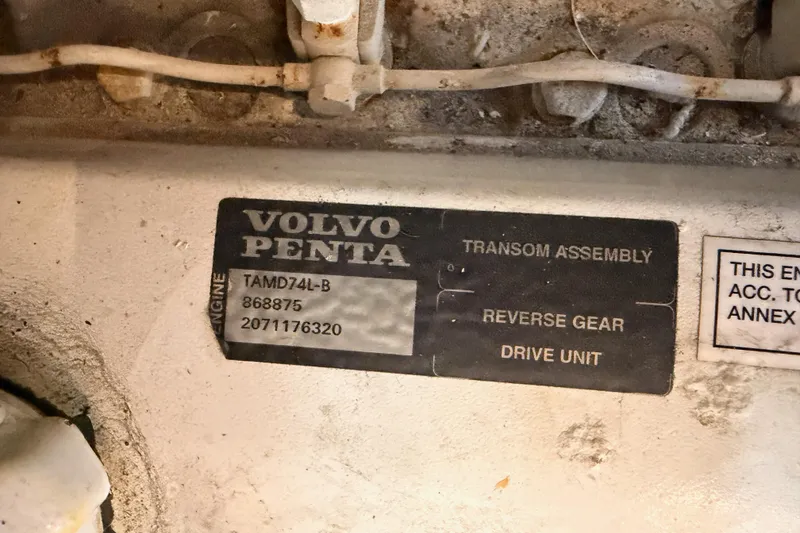 Slide: The Image of Volvo Penta engine label on 2005 Cruisers Yachts 405 Express Motoryacht. - 94