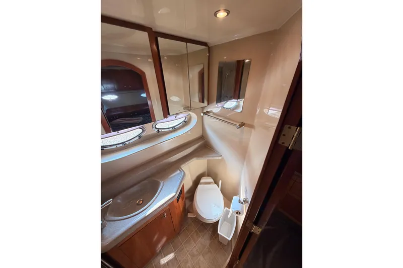 Slide: The Image of Luxurious bathroom in 2005 Cruisers Yachts 405 Express Motoryacht with modern fixtures. - 83