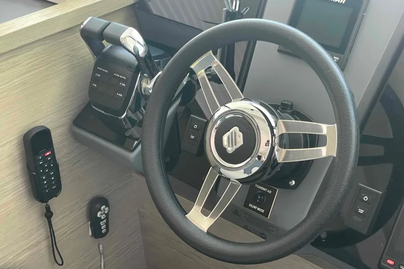 Slide: The Image of Steering wheel and controls of 2022 Fountaine Pajot MY4.S yacht. - 44